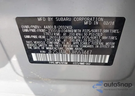 2018 Subaru Forester 2.5I Limited из США, поврежденный, VIN JF2SJARC3JH553447